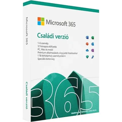 Microsoft Office Office 365 Family 32/64bit magyar 1-6 felhasználó 1évre : 6GQ-01585 fotó