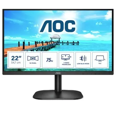 Monitor 21.5" 1920x1080 VA 250cd 4ms VGA HDMI AOC 22B2H : 22B2H_EU fotó