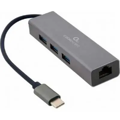 Hub 3 portos USB3.1 + Gbit RJ45 szürke GEMBIRD : A-CMU3-LAN-01 fotó