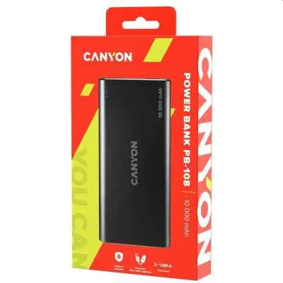 Akció Powerbank 10000 mAh Canyon PB-108 LiPo Lightning bemenet fekete : CNE-CPB1008B fotó